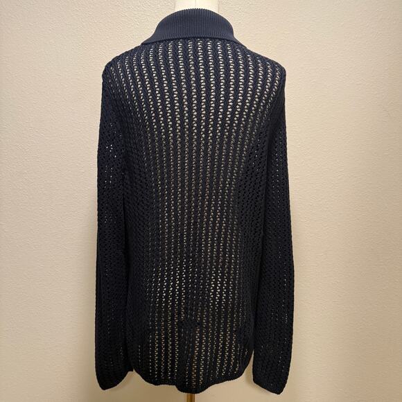 Les Copains Open Quality Knit Button Front Cardigan Sweater Navy Blue Women XL - Picture 2 of 9